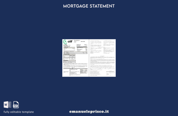 estratto conto ipotecario Tagikistan Alif Bank in stile verificato nel modello d